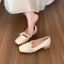 Giày cao gót ren Mary Jane dành cho nữ, giày cao gót một chân với váy, giày mũ len mũi vuông