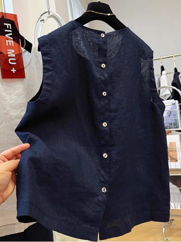 Áo vest thêu công nghiệp nặng Mùa hè nữ cao cấp Áo không tay dáng rộng dáng rộng