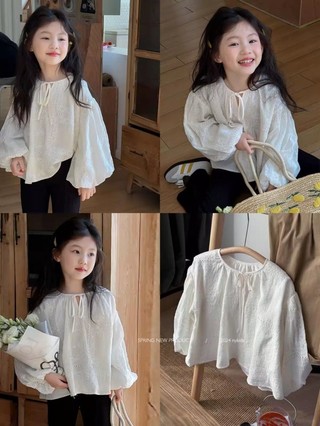 Áo sơ mi dài tay trẻ em cổ bèo ngọt ngào công chúa