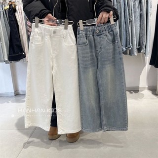 Quần jeans mềm cho bé gái, quần ống suông, quần bé gái mùa xuân, quần ống rộng hẹp cho trẻ em vừa v