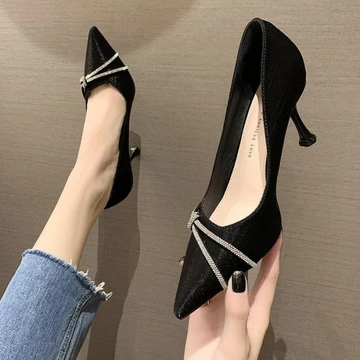 Giày nữ thời trang xuân thu, giày cao gót mũi nhọn đính đá, giày cao gót nhọn, giày cao gót kiểu Ph