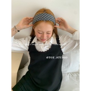 Have u desgin Phong Cách Hàn Quốc ins Phong Cách Màu Xám Dễ Thương Chấm Bi Phiên Bản Rộng Tất Cả Trận Đấu Băng Đô Rửa Mặt Thời Trang