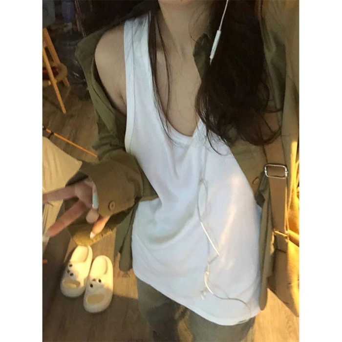 Áo vest lớn phong cách thể thao, áo sơ mi không tay cho mùa hè