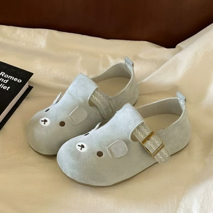 Giày lười Birkenstock nữ trọn gói, giày trắng, giày lười hình gấu dễ thương