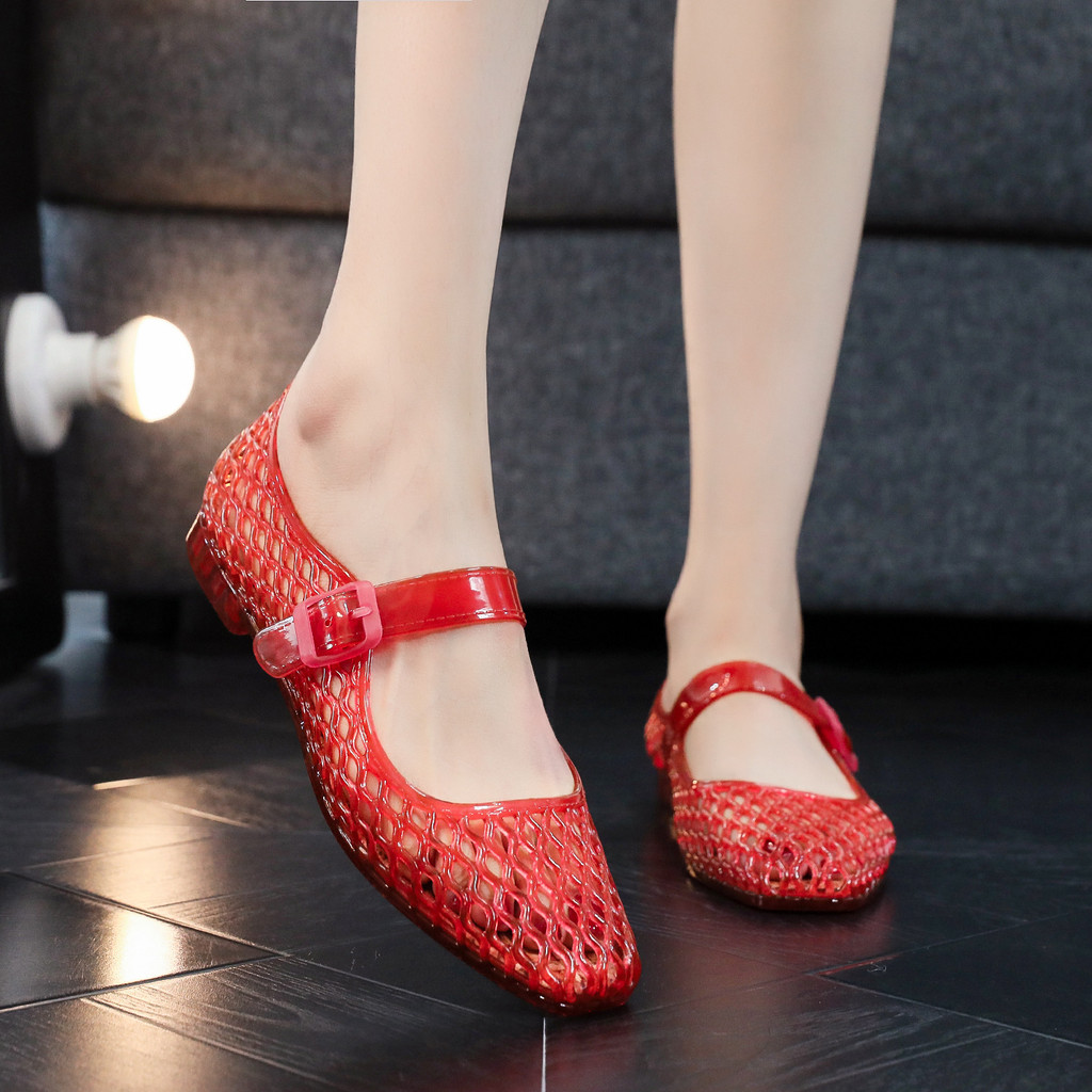 Giày sandal rỗng mới Giày thạch trong suốt