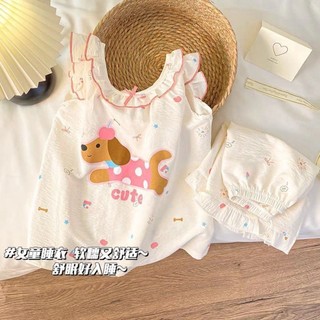 Bộ đồ ngủ bé gái phong cách công chúa mùa hè mỏng bể quần short bé gái dễ thương quần áo mặc ở nhà