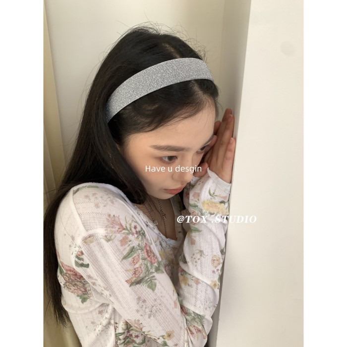 Băng đô vải satin nhấp nháy phong cách retro Mỹ, handmade với kiểu dáng preppy