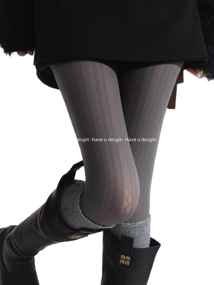 Quần Legging Nhiều Lớp Sang Trọng từ Cà Phê Cao Cấp, Họa Tiết Gai Dầu, Thiết Kế Slimmer Hơi Trong Suốt Màu Trắng