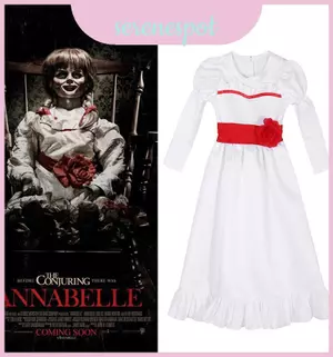 Váy trắng sáng tạo Annabelle quyến rũ Trang phục Halloween kinh dị cho mọi lứa tuổi