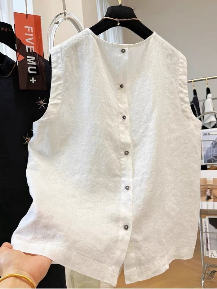 Áo vest thêu công nghiệp nặng Mùa hè nữ cao cấp Áo không tay dáng rộng dáng rộng