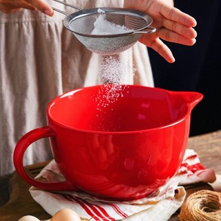 Bát gốm đánh trứng có tay cầm, nắp, miệng sắc, thoát nước, chịu nhiệt cao, dùng gia đình, trộn nướng