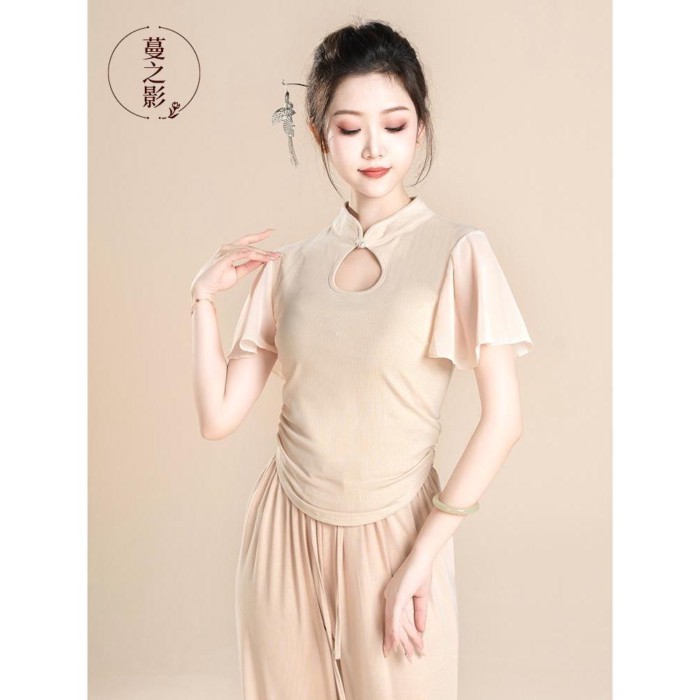 bộ quần áo tập múa cổ điển mới ngắn tay áo múa hiện đại múa Trung Quốc thi tập quần áo khiêu vũ
