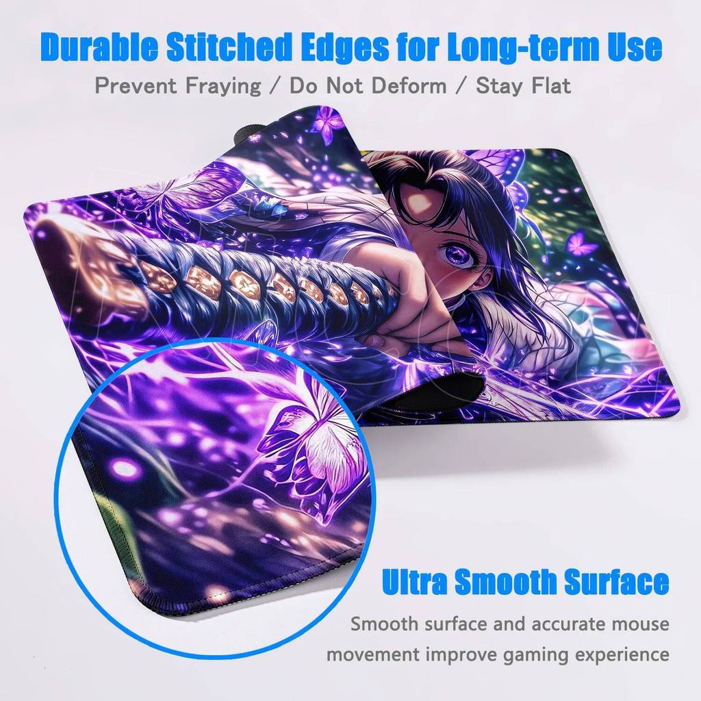 Kanroji Mitsuri Hoa Bướm Chuột Miếng Lót Laptop Anime Bàn Phím PC Demon Slayer Chơi Game Mousepad 900x400 Kochou Shinobu Bàn Thảm