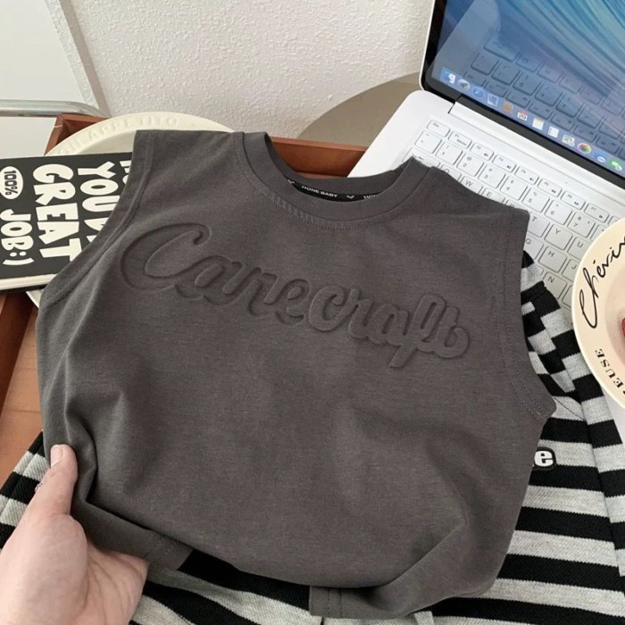 Áo phông có cổ POLO cotton dành cho trẻ em dành cho bé gái, áo bên trong, áo thun không tay bằng
