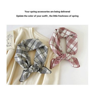 Phong Cách Nhật Bản Và Hàn Quốc Kẻ Sọc Khăn Vuông Nhỏ Khăn Lụa Nhỏ Nữ 70 Cotton Hai Mặt Khăn Nhỏ Hình Tam Giác Chất Kết Dính Trang Trí Buộc Tóc
