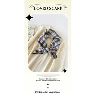 Phong Cách Nhật Bản Và Hàn Quốc Kẻ Sọc Khăn Vuông Nhỏ Khăn Lụa Nhỏ Nữ 70 Cotton Hai Mặt Khăn Nhỏ Hình Tam Giác Chất Kết Dính Trang Trí Buộc Tóc