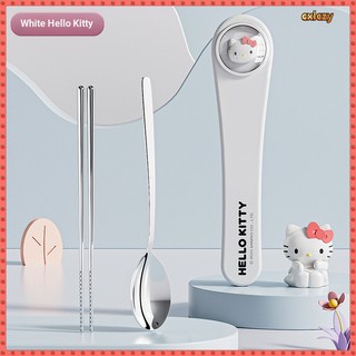 [Vận chuyển nhanh]✨ Bộ dao kéo bằng thép không gỉ Bộ dao kéo di động Bộ thìa Sanrio Đũa Bộ tai lớn Chó Kuromi Phim hoạt hình Bộ dao kéo di động dễ thương