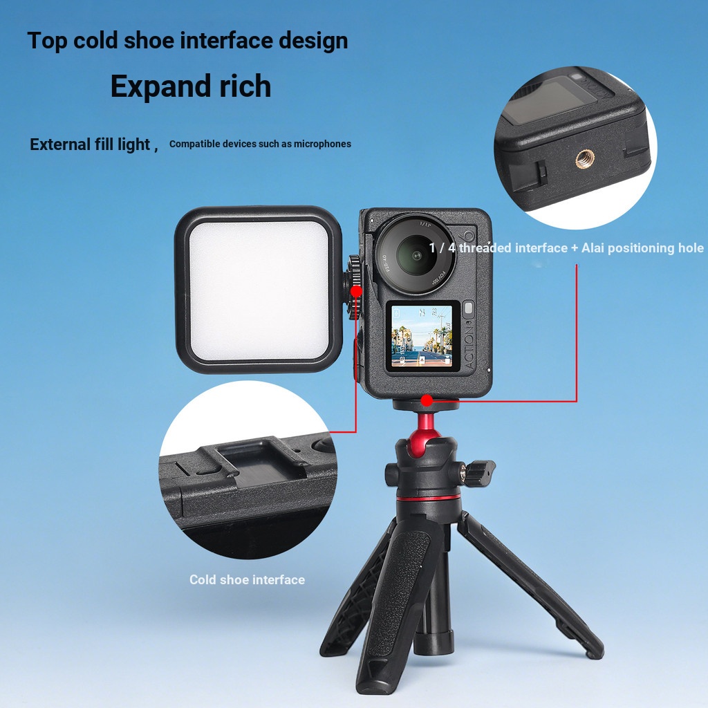 Thích hợp cho DJI OSMO ACTION 6 Camera thể thao Lồng thỏ Bộ chụp ảnh đường phố Khung tay cầm Phụ kiện mở rộng