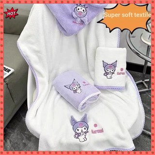 Qianqian QQ ins Kuromi Khăn Tắm Ba Mảnh Hoạt Hình Thêu Thấm Hút Nước Không Lint Sinh Viên Nữ Dễ Thương Tắm Nhanh Khô Quấn