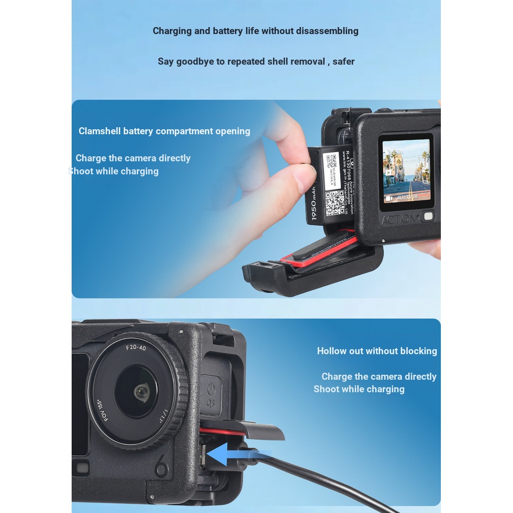 Thích hợp cho DJI OSMO ACTION 6 Camera thể thao Lồng thỏ Bộ chụp ảnh đường phố Khung tay cầm Phụ kiện mở rộng