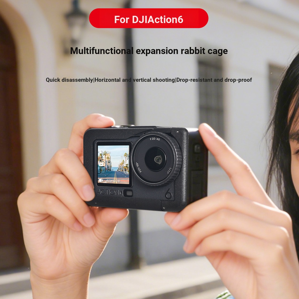Thích hợp cho DJI OSMO ACTION 6 Camera thể thao Lồng thỏ Bộ chụp ảnh đường phố Khung tay cầm Phụ kiện mở rộng