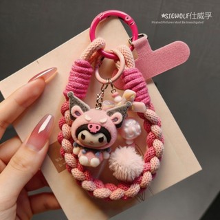 Dễ Thương Kuromi Điện Thoại Di Động Dây Bện Cotton Dây Đeo Cổ Tay Dây Đeo Móc Khóa Túi Mặt Dây Chuyền Chống Sốc Treo Dây Chuyền Quà Tặng