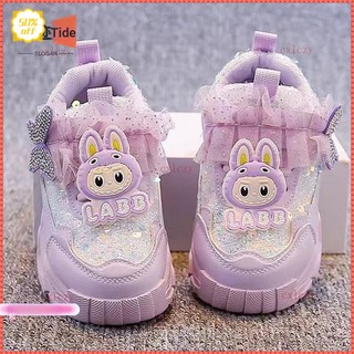 Phiên Bản Hàn Quốc Phong Cách Phương Tây Labububuku Bé Gái Mùa Xuân Thu Trẻ Em Giày Thể Thao Bé Gái Bố Giày Chạy Bộ Giày Trẻ Em Thời Trang Đế Mềm