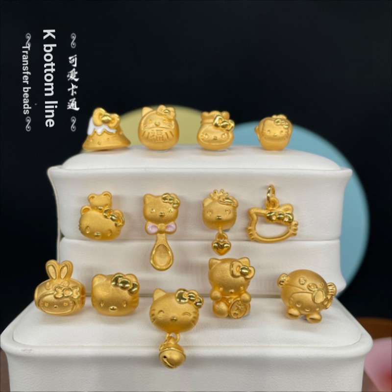 Cát Vàng Vòng Tay Bảo Quản Màu Sắc hellokitty Mèo Dharma Rồng Đầu Túi Chuông Đầu Thỏ May Mắn kt Mèo Màu Vàng Vòng Tay