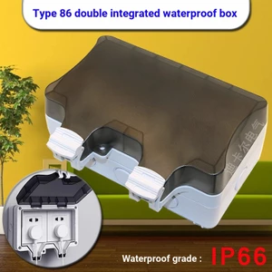 Hộp chống nước gắn trên bề mặt ngoài trời Loại 86 Ổ cắm tường Công tắc hộp chống nước Double 2 Vỏ bảo vệ chống mưa hai Bit IP66