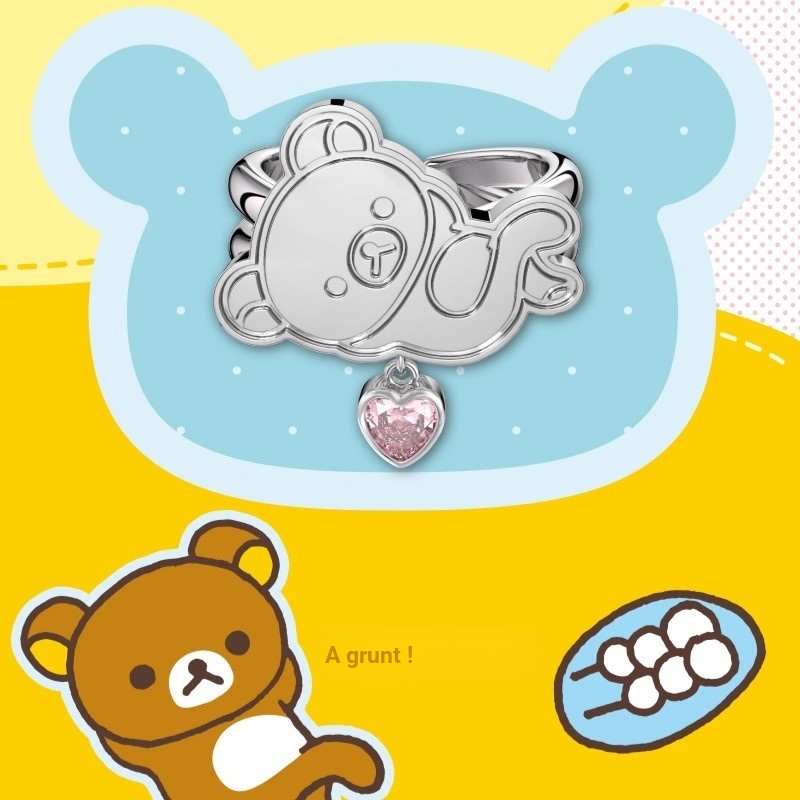 Hộp boxfun Rilakkuma Guru Series Ánh Sáng Sang Trọng Cao Cấp Cặp Đôi Nhẫn Hoạt Hình Dễ Thương Hàng Hóa Nhẫn