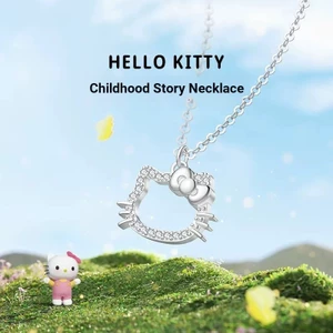 Mèo Con Mặt Dây Chuyền Vòng Cổ Nữ Ánh Sáng Sang Trọng Với Kim Cương Niche Hoạt Hình KT Mèo Quà Tặng Dễ Thương Đơn Giản Xương Đòn Vòng Cổ