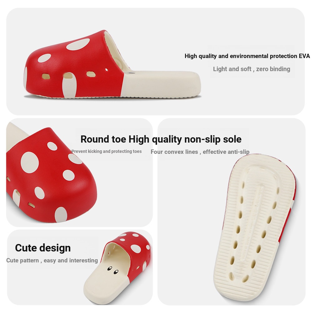 Sáng Tạo Dễ Thương Đỏ Xanh Nấm Baotou Dép Giày Lười Slip-On All-Match Casual eva Nhẹ Chống Trơn Trượt Dép Đi Biển