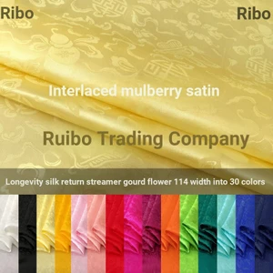 Giá Rẻ Seckill Intertwined Jacquard Sangbo Satin Ruy Băng Bầu Hoa Lụa Tuổi Thọ Vải Lụa Lụa Hanfu Đường Phù Hợp Với Áo Sơ Mi Vải