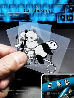 BUBU Vải Nhỏ Xe Miếng Dán Vui Nhộn Gấu Trúc Nhỏ Vải Xe Đạp Top Ống Khung Tranh Trang Trí Latte Xe Miếng Dán Hoa
