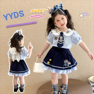 Bộ đồ cảnh sát thỏ ngắn tay cho bé gái Bộ đồ hai mảnh mùa hè X250603