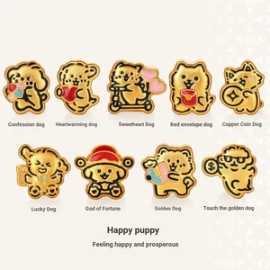 Vàng Thật Mạ Điện Cát Vàng Dòng Chó Con Chuyển Hạt Vòng Tay Miếng Đệm Hạt Vòng Tay Rời Hạt diy Phụ Kiện Trang Sức