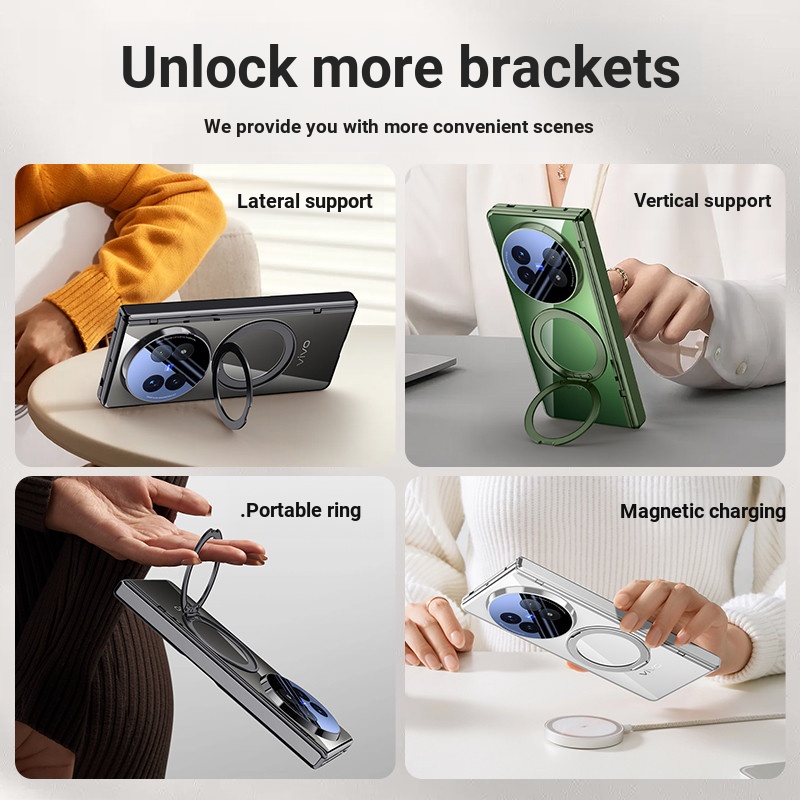 Ốp lưng cho Vivo XFold5 ⭐Vỏ điện thoại PC gấp⭐ Giá đỡ Giá đỡ Tấm bảo vệ màn hình Bản lề Vỏ chống sốc VivoXgold5 X Fold5 Fold 5