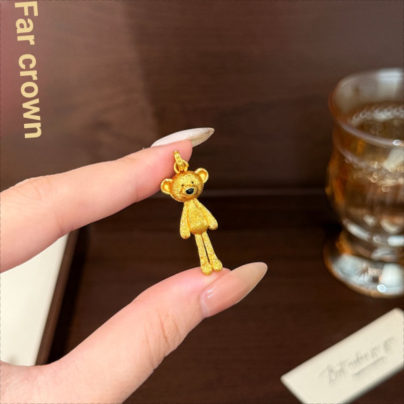 Đồng Vàng Thiết Kế Mạ Vàng Chải Gấu Mặt Dây Mạ Điện Mới Phong Cách Trung Quốc Xương Đòn Dây Chuyền Mặt Dây Chuyền Nữ Phụ Kiện Lâu Dài Không Phai Màu