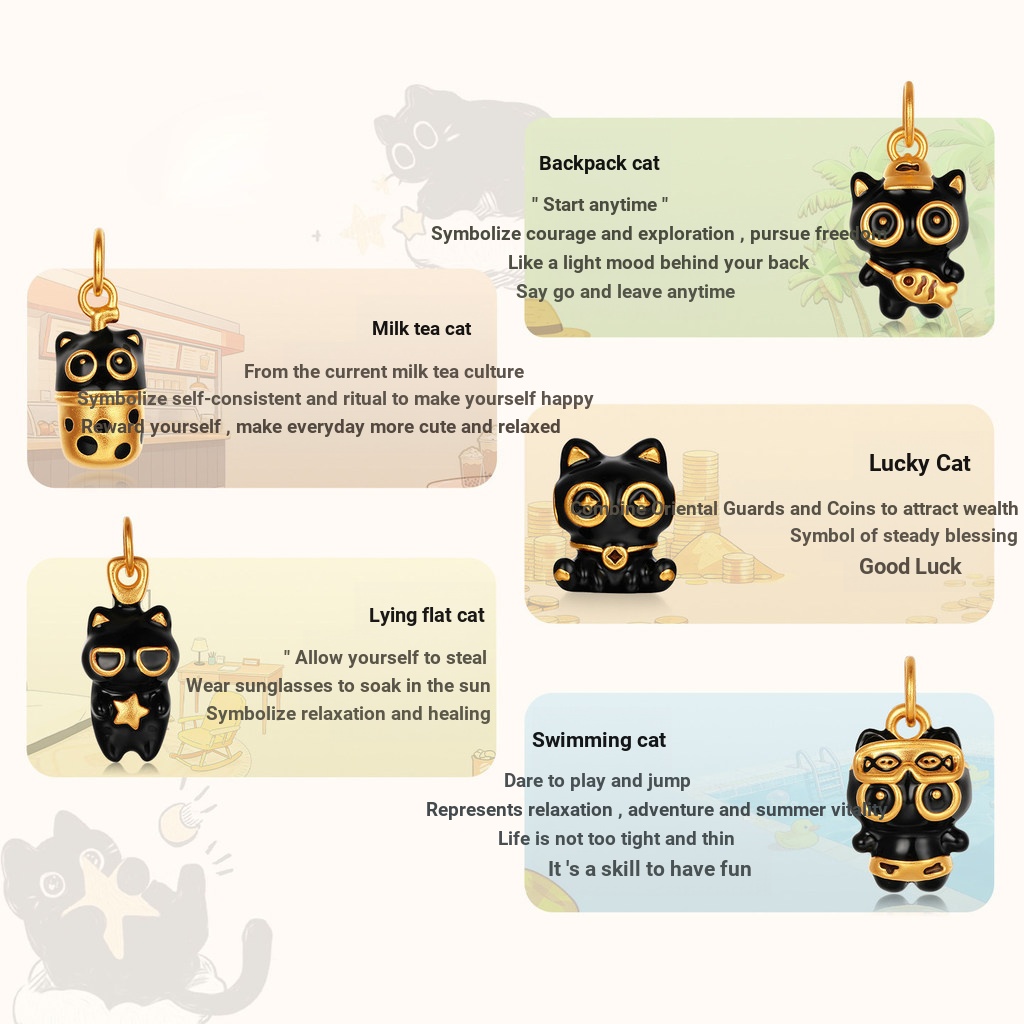 Cát Vàng Đa Năng Nhỏ Giọt Nâng Mặt Dây Tự Làm Mạ 24K Vàng Than Nhóm Mèo Meow Vòng Tay Vòng Cổ Phụ Kiện