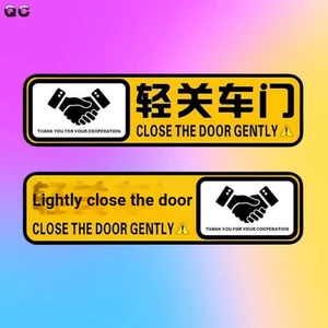 Ánh Sáng Đóng Cửa Nhắc Nhở Miếng Dán Sáng Tạo Vui Lòng Đóng Cửa Tay Cầm Nội Thất Cảnh Báo Khẩu Hiệu Nhãn Dán Xe Hơi Trang Trí