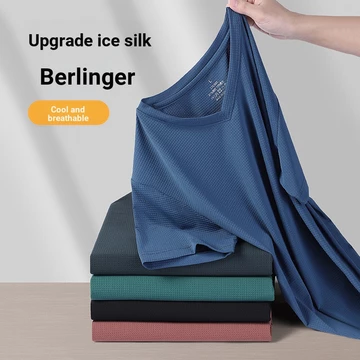 M-9XL Áo thun lụa băng cỡ lớn Quần áo nam đại học T bé trai Áo khô nhanh Quần áo nam Ice Silk Berliner Áo thun ngắn tay nam Quần áo cổ chữ V mùa hè áo hàng đầu áo mát mẻ