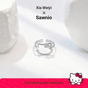Hello Kitty Nơ Bạc Nhẫn Nữ Cao Cấp Ngọt Ngào Dễ Thương Sáng Tạo Vòng Tay Hoạt Hình