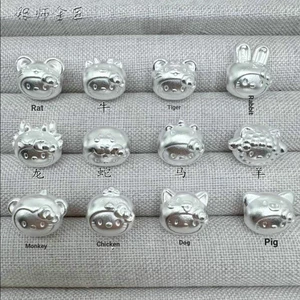 KT Phiên Bản Mèo Cung Hoàng Đạo Passepartout Nơ Dây Đỏ Vòng Tay Phụ Kiện Bạc Sterling Hổ Lợn Chó 3D Cứng Bạc 999