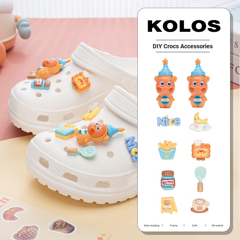 Phụ kiện giày lỗ Pop Mart Bơ đậu phộng Starman Khóa giày Thích hợp cho Crocs Khóa giày giác quan cao cấp có thể tháo rời Khóa giày lỗ Khóa giày Busch Khóa giày Zhibixing ins Hoa giày