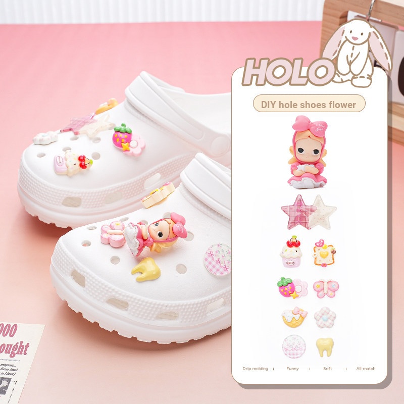 Phụ kiện Pop Mart Zsiga: hoa giày bướm dễ thương, dùng cho cá sấu, có thể tháo rời, phong cách Busch, Zhibixing
