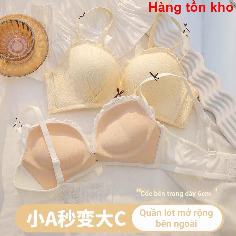 Set Áo Lót Nâng Ngực Không Gọng 6cm + Quần Lót Phối Ren Dành Cho Nữ