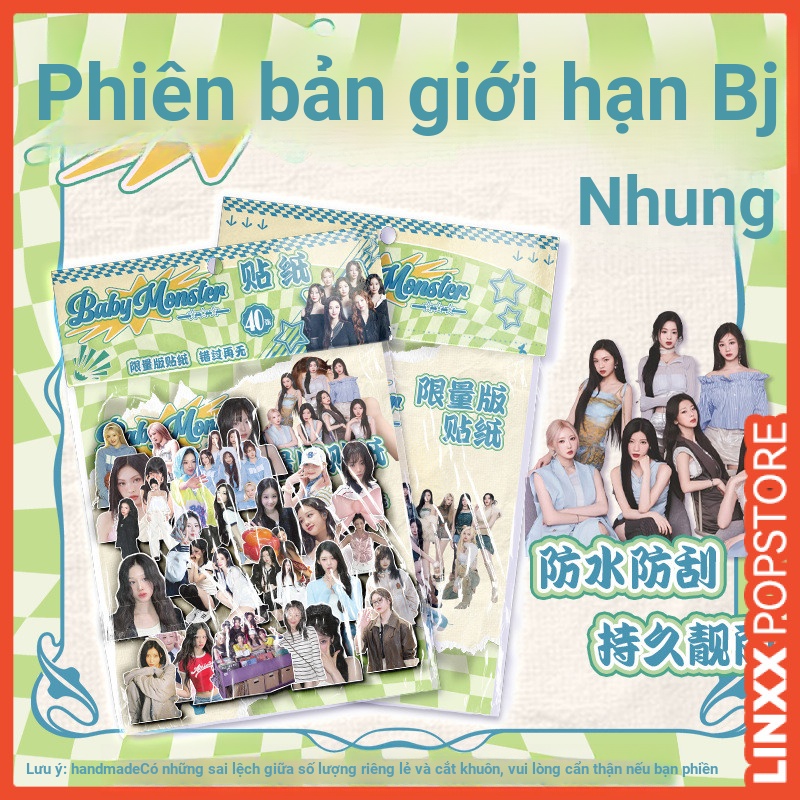 LINXX 40 Chiếc BABYMONSTER Miếng Dán Gói HD Hình Ảnh Quạt Bộ Sưu Tập Hàng Hóa K-Pop Sưu Tập Miếng Dán