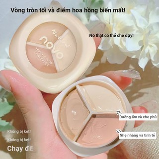Kem Che Khuyết Điểm Ba Màu 12g NOVO Natural Smooth Moisten Lasting Cover Dark Circle Acne Mark Kem Che Khuyết Điểm Chống Thấm Nước 6272