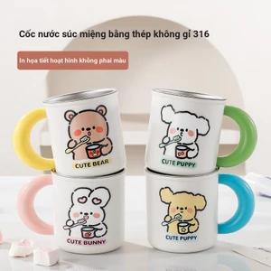 Cốc nước súc miệng trẻ em Thép không gỉ 316 Kháng khuẩn chống nấm mốc chống sốc có tay cầm