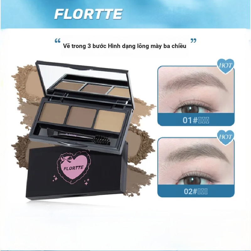 Bột lông mày FLORTTE Xịt mềm ba chiều trang điểm lâu trôi chống mồ hôi tự nhiên UL1W